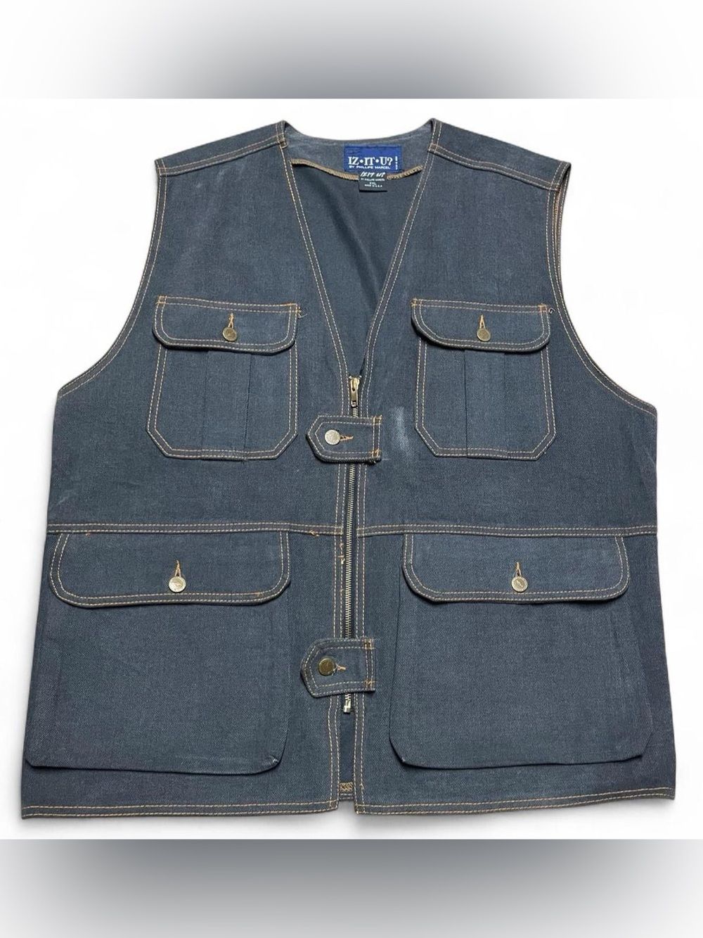 Vintage Iz It U? Denim Vest Mens 2XL Worn Distressed Hip Hop 90s Streetwear USA